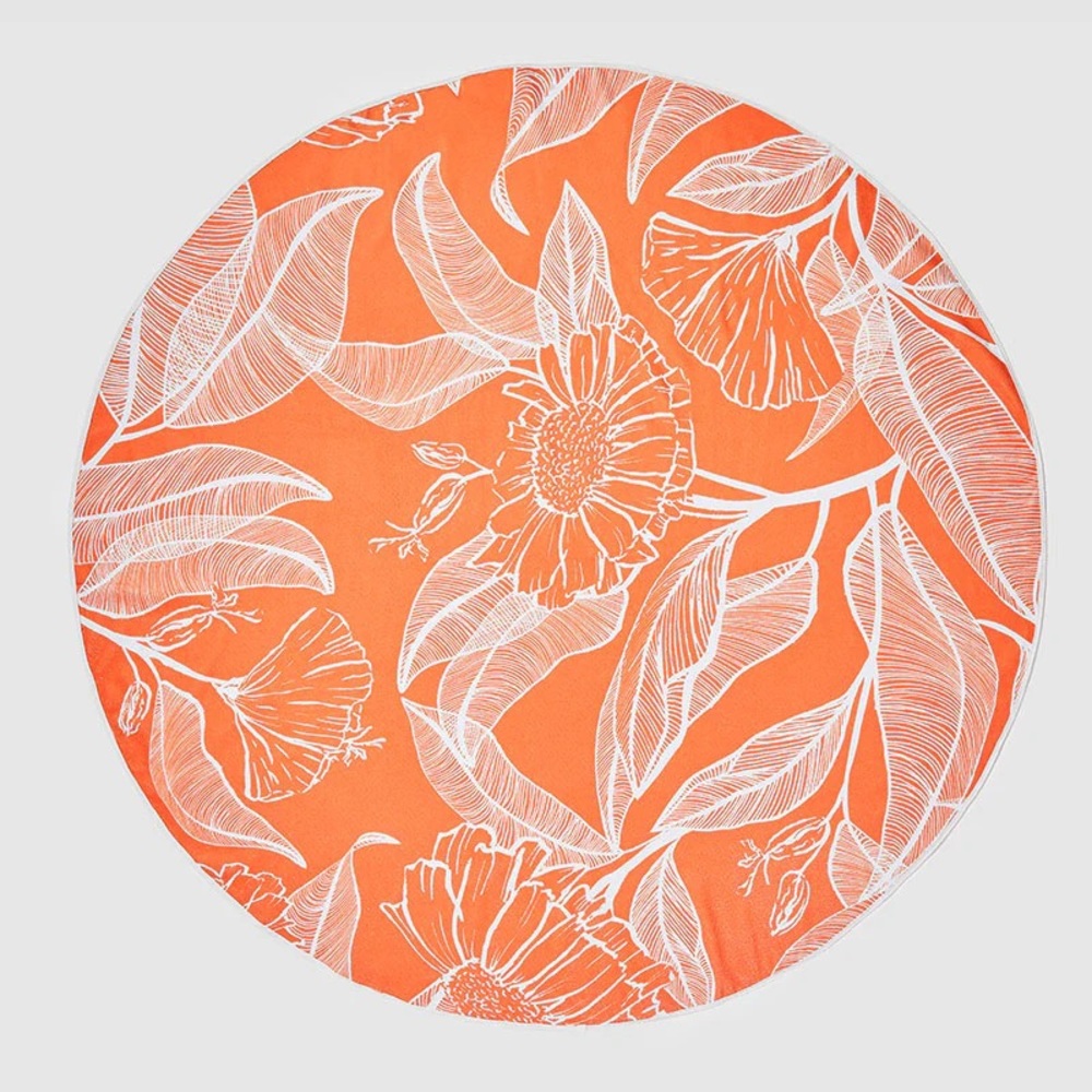 New Summer & Rose Outdoor Roundie Orange and White Beach Towel